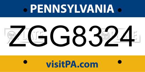 ZGG8324 Pennsylvania License Plate