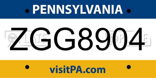 ZGG8904 Pennsylvania License Plate