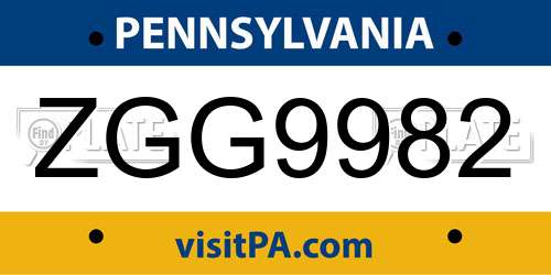 ZGG9982 Pennsylvania License Plate