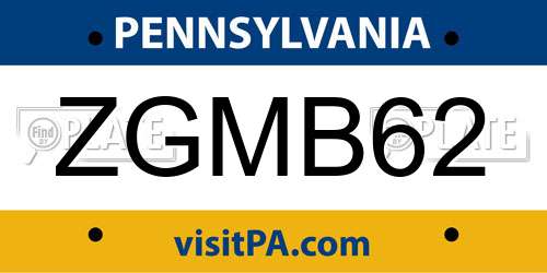 ZGMB62 Pennsylvania License Plate