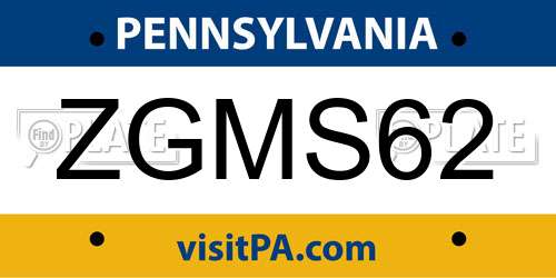 ZGMS62 Pennsylvania License Plate