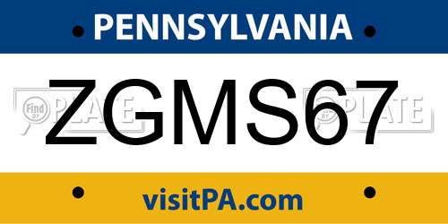 ZGMS67 Pennsylvania License Plate