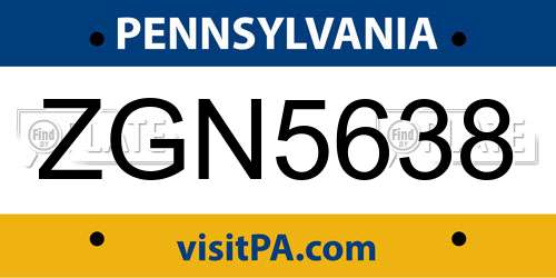 ZGN5638 Pennsylvania License Plate