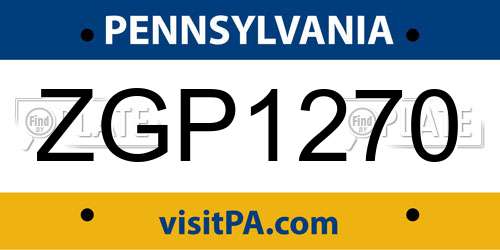 ZGP1270 Pennsylvania License Plate