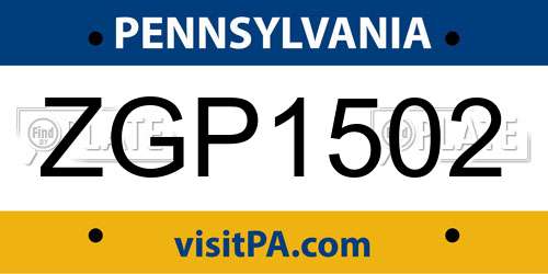 ZGP1502 Pennsylvania License Plate