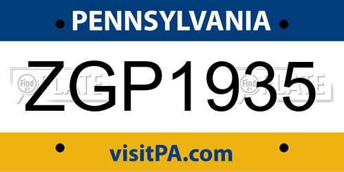 ZGP1935 Pennsylvania License Plate