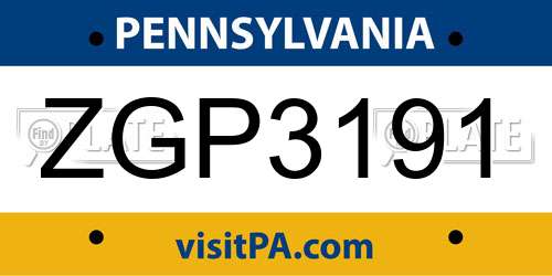 ZGP3191 Pennsylvania License Plate