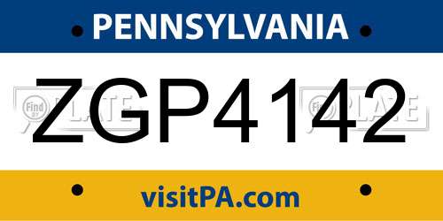 ZGP4142 Pennsylvania License Plate