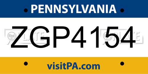 ZGP4154 Pennsylvania License Plate