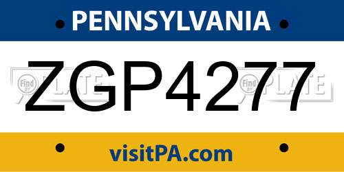 ZGP4277 Pennsylvania License Plate