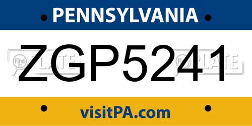 ZGP5241 Pennsylvania License Plate