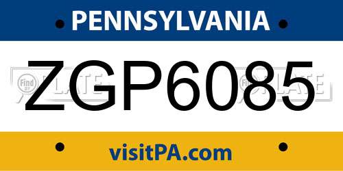 ZGP6085 Pennsylvania License Plate