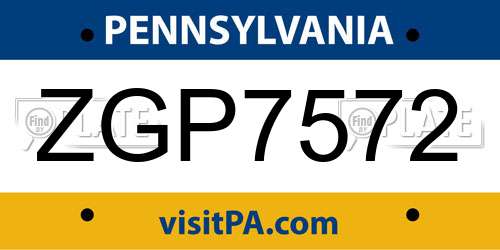ZGP7572 Pennsylvania License Plate