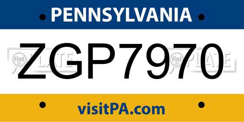 ZGP7970 Pennsylvania License Plate