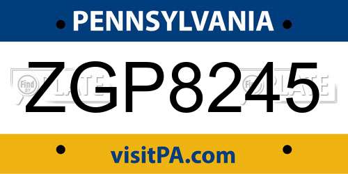 ZGP8245 Pennsylvania License Plate