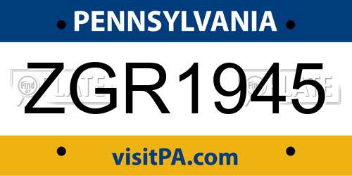 ZGR1945 Pennsylvania License Plate