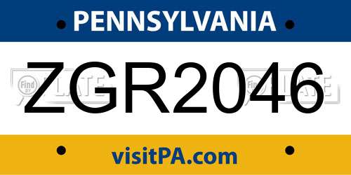 ZGR2046 Pennsylvania License Plate