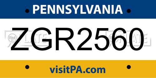 ZGR2560 Pennsylvania License Plate