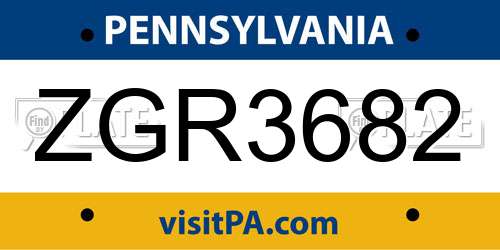 ZGR3682 Pennsylvania License Plate