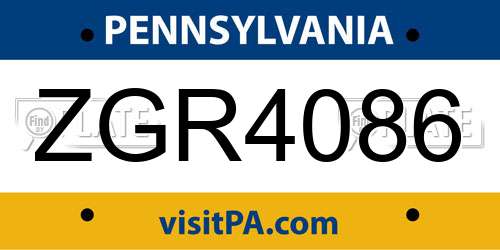 ZGR4086 Pennsylvania License Plate