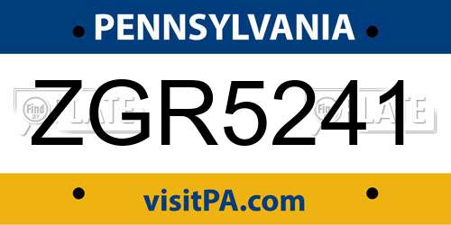 ZGR5241 Pennsylvania License Plate
