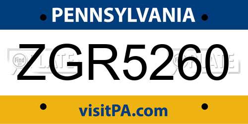 ZGR5260 Pennsylvania License Plate