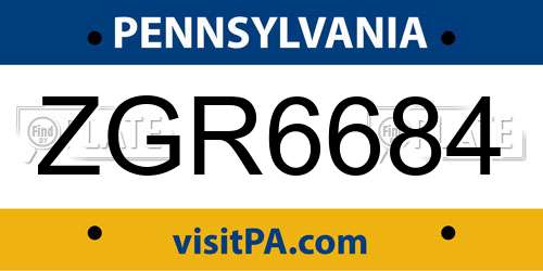 ZGR6684 Pennsylvania License Plate