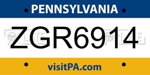 ZGR6914 Pennsylvania License Plate