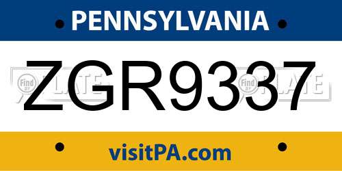 ZGR9337 Pennsylvania License Plate