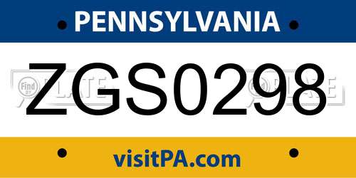 ZGS0298 Pennsylvania License Plate