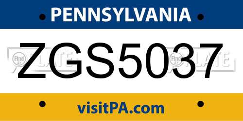ZGS5037 Pennsylvania License Plate