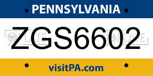 ZGS6602 Pennsylvania License Plate