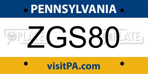 ZGS80 Pennsylvania License Plate