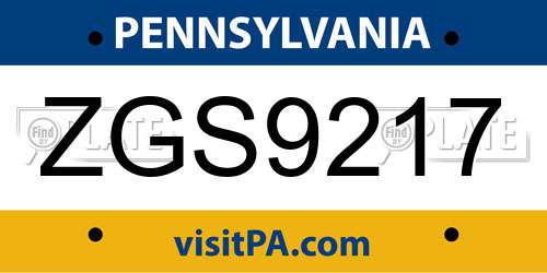 ZGS9217 Pennsylvania License Plate