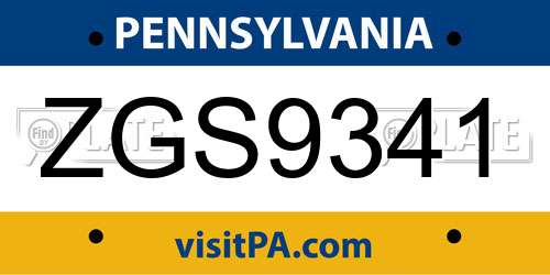 ZGS9341 Pennsylvania License Plate