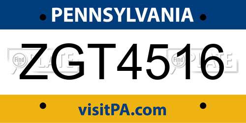 ZGT4516 Pennsylvania License Plate