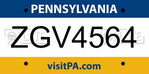 ZGV4564 Pennsylvania License Plate