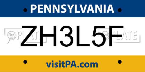 ZH3L5F Pennsylvania License Plate
