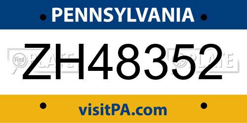 ZH48352 Pennsylvania License Plate