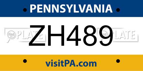ZH489 Pennsylvania License Plate