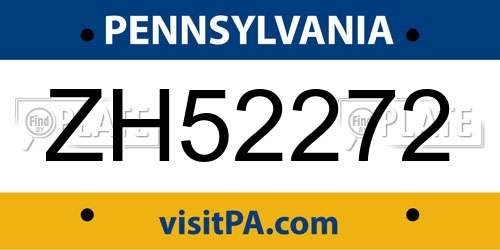 ZH52272 Pennsylvania License Plate