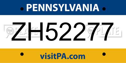 ZH52277 Pennsylvania License Plate
