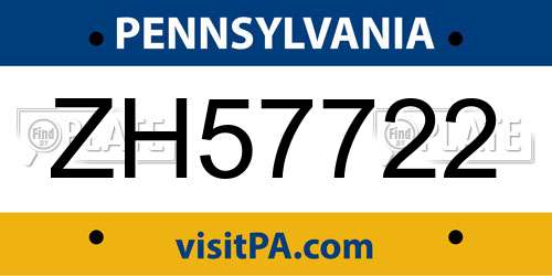ZH57722 Pennsylvania License Plate
