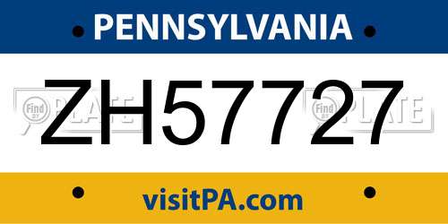 ZH57727 Pennsylvania License Plate