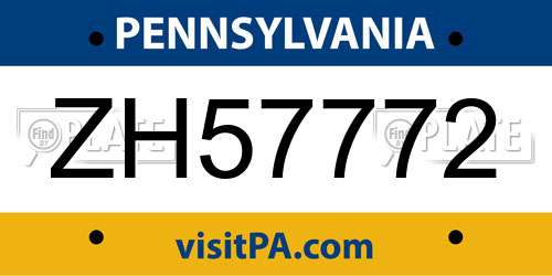 ZH57772 Pennsylvania License Plate