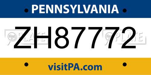 ZH87772 Pennsylvania License Plate