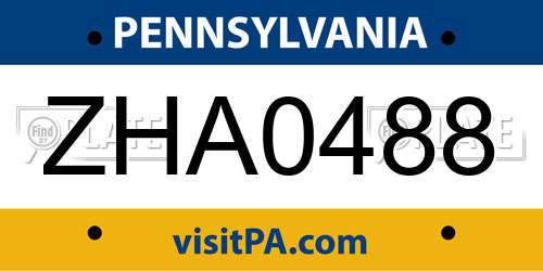 ZHA0488 Pennsylvania License Plate
