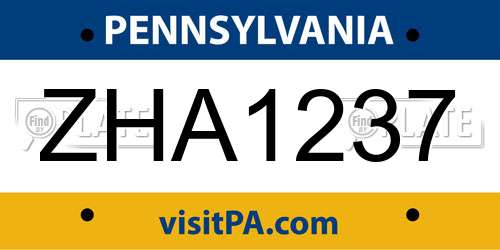 ZHA1237 Pennsylvania License Plate