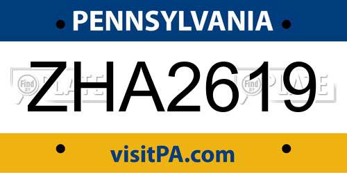 ZHA2619 Pennsylvania License Plate
