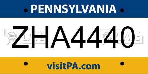 ZHA4440 Pennsylvania License Plate